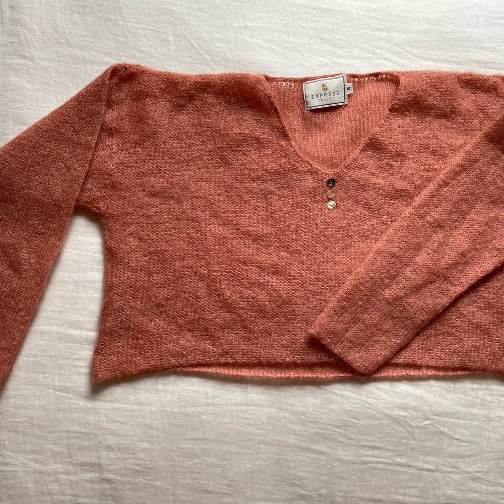 Express Tricot Vintage 90s Peachy Cropped Sweater